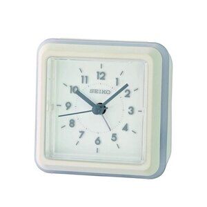 Seiko 3" Ena Bedside Alarm, White, color changing portable travel